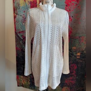 Issey Miyake Pleats Please White Zip Up Top / Jacket